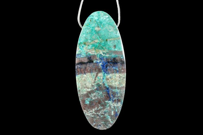 Polished Shattuckite Pendant with Snake Chain Necklace #171141